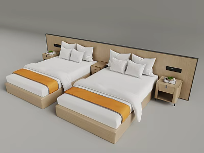 12 Double Bed Room Standard Single Bed 3d model