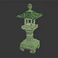 Traditional Chinese Decorative Furniture With Multi Tiered Green Tile Roof And White Base