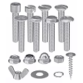 Essential Hardware Tools Including Various Bolts Nuts And Washers For Construction And Repair