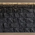 Decorative Black Stone Background Wall with Irregular Blocks and Natural Texture 3d model