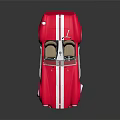 Red Vintage Convertible Sports Car Featuring White Stripes And Open Top Design