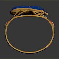Elegant Golden Bracelet With Blue Beetle Decor And Colorful Inlays