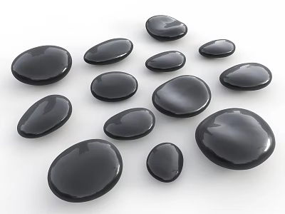 Black Pebble Shaped Landscape Seats With Various Sizes For Outdoor Use 3d model