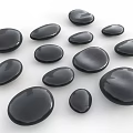 Black Pebble Shaped Landscape Seats With Various Sizes For Outdoor Use