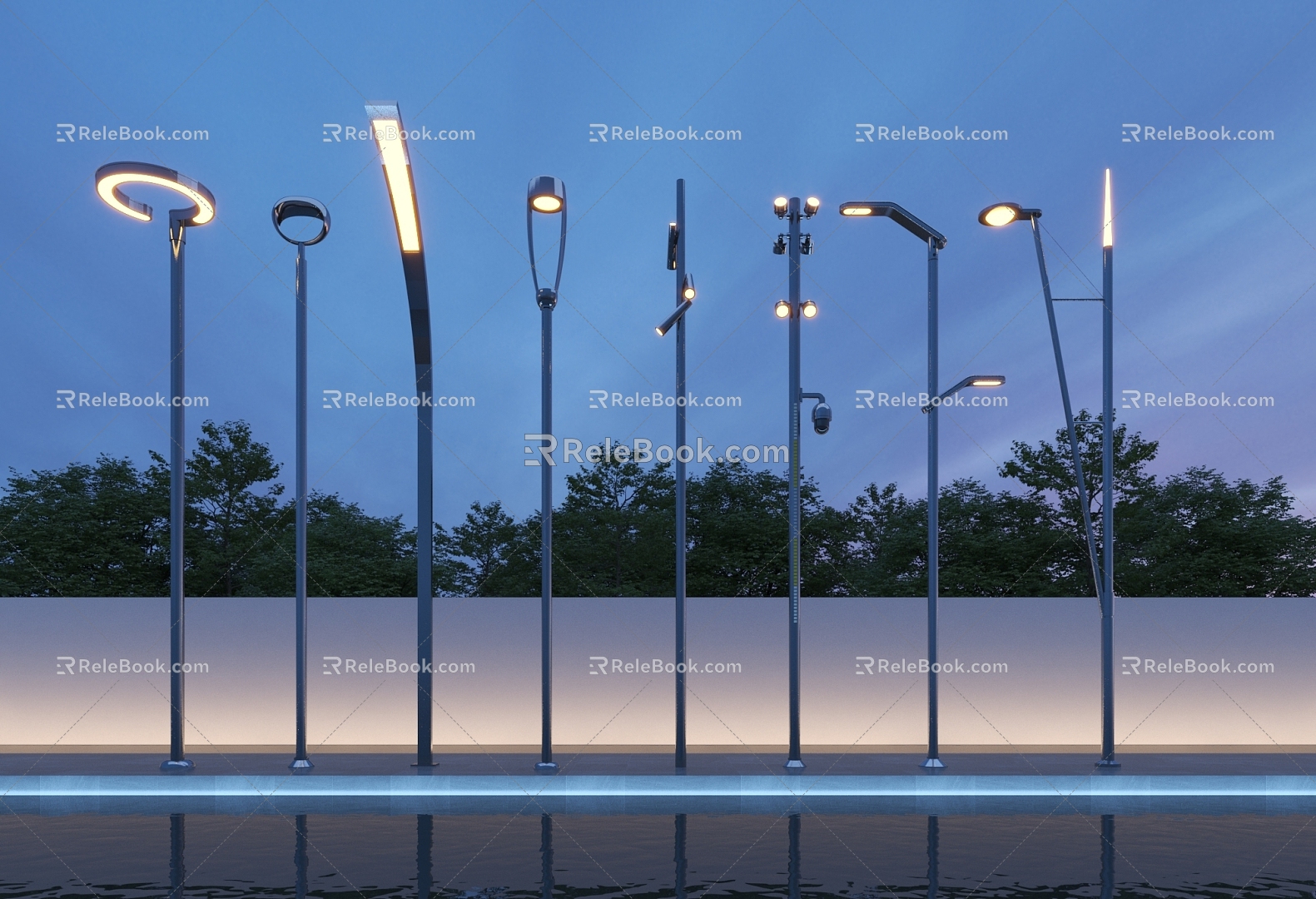 Street lamp high pole lamp landscape lamp garden lamp 3d model