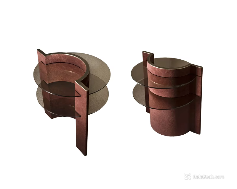 Modern Round Side Table With Glass Top And Metal Frame Design 3d model