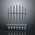 Modern Metal Fence Structure With Vertical Posts And Spiked Base Design