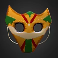 Colorful Animal Mask With Yellow Green Red Patterns And Eye Holes Design