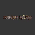 Game And Movie Character Heads With Various Hairstyles And Different Colors In Circular Arrangement