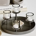 Modern Candle Holder Design With Black Metal Tray Glass Shades And White Candles
