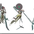 Graceful Traditional Female Characters With Ornate Fans Flowing Ribbons And Mythical Attire