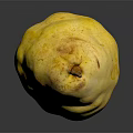 Single Fresh Ripe Yellow Pear on Black Surface with Smooth Skin and Reflection