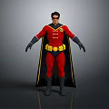 Detailed 3D Rendered Superhero Character In Red Costume With Yellow Belt And Black Cape