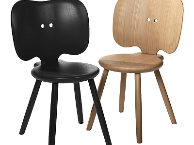 Two Different Colors Leisure Chairs With Minimalist Design Unique Backrest And Three Legs 3d model