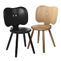 Two Different Colors Leisure Chairs With Minimalist Design Unique Backrest And Three Legs