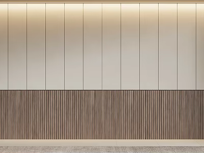 Modern Wall Paneling With Light Panels And Dark Vertical Wood Stripes Design 3d model