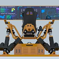 Modern game machine six cylinder dynamic car driving simulator 3d model