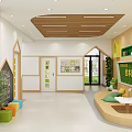 Bright Kindergarten Interior With Wooden Decor Hopscotch Grid And Child Friendly Sofas