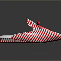 Red And White Striped Slippers With Pink Bow Accent Comfortable Indoor Footwear