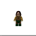 Building Block Figure with Front Back View Long Hair Yellow Top Green Pants Decorative Patterns