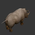 Realistic 3D Rendered Rhinoceros Model With Detailed Texture And Standing Pose