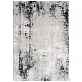 Square Rug with Gray White Base and Black Gold Blue Abstract Brushstroke Patterns Modern Design 3d model