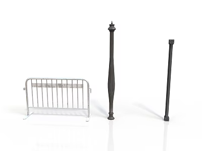 Sturdy Silver Metal Barrier And Black Decorative Posts For Building Scenes 3d model
