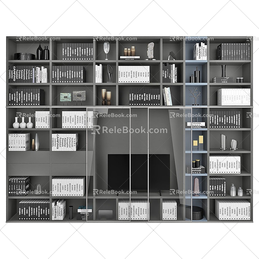 Modern Bookcase Decorative Cabinet 3d model