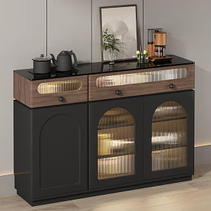 Middle Ancient Style Sideboard Rock Board Kettle Tea Cabinet Side Cabinet Changhong Glass Tea Tray Wood Floor Hanging Painting Decorative Painting Panel Furniture Design 3d model