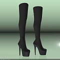 Gray Over The Knee Boots With Stiletto Heels And Silver Toe Caps Design
