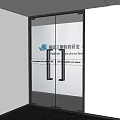 Modern Glass Swing Door With Black Frame And Double Handles For Interior Design