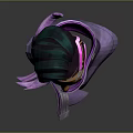 Cartoon Child 3D Rendering With Green Purple Gradient Hair Pink Hair Accessory And Purple Turtleneck