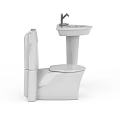 Modern White Ceramic Bathroom Set With Toilet Sink And Chrome Faucet