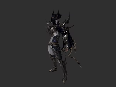 Dark Fantasy Armored Warrior Character With Spiked Helmet Bow And Ornate Armor 3d model
