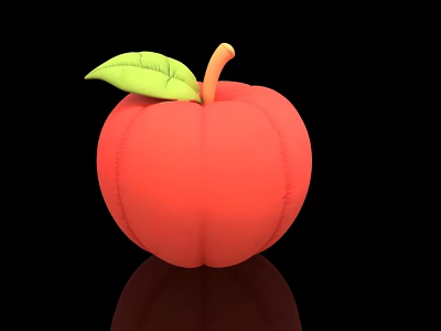 Red Decorative Inflatable Apple With Green Leaf And Yellow Stem 3d model