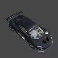 Black High Performance Racing Car with Aerodynamic Design Rear Wing Alloy Wheels And Sporty Decals