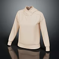 Beige Oversized Hoodie With High Neck Long Sleeve And Minimalist Design For Casual Wear