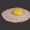 Sunny Side Up Fried Egg With Yellow Yolk On Dark Background 3d model