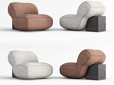 Brown and Gray Modern Single Sofa with Minimalist Design and Comfortable Ergonomic Shape 3d model