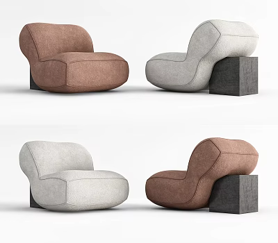 Brown and Gray Modern Single Sofa with Minimalist Design and Comfortable Ergonomic Shape 3d model