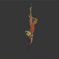 Woman Performing Aerial Hoop Handstand in Red Leotard Against Grey Background