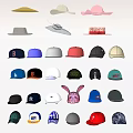 Assorted Hats Including Baseball Caps Sun Hats and Decorative Designs in Various Colors