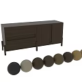 Modern Dark Wood Sideboard With Cabinet Doors Drawers And Slim Legs