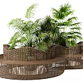 Modern Wicker Public Chair Design Surrounded By Green Plants In Outdoor Setting