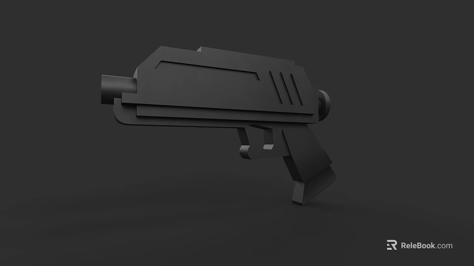 Futuristic Black Handgun 3D Model With Sleek Geometric Design And Modern Structure 3d model 