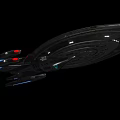 Futuristic Starship With Sleek Hull Design Detailed Structure And Blue Red Lights