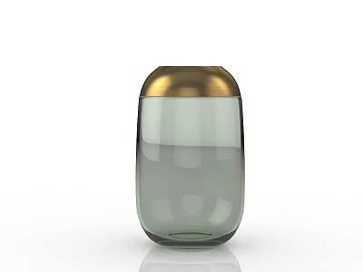 Clear Glass Container With Sleek Golden Lid For Home Storage And 3d model