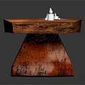 Handcrafted Rustic Wooden Table With Textured Surface And Unique Leg Design