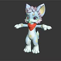 Cute 3D Cartoon Creature Blue White Yellow With Red Heart Star Eyes Standing Open Arms