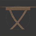 Stylish Round Wooden Outdoor Dining Table With Cross Legs And Central Umbrella Hole